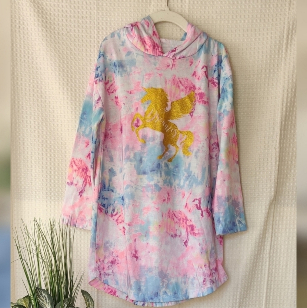 Sleep On It Girls Tie Dye Unicorn Night Gown Size 6/6X